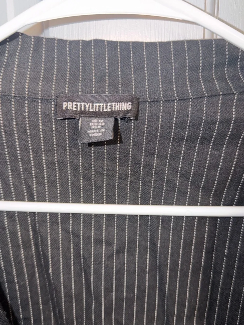PrettyLittleThing Black Pinstripe Sport Coat